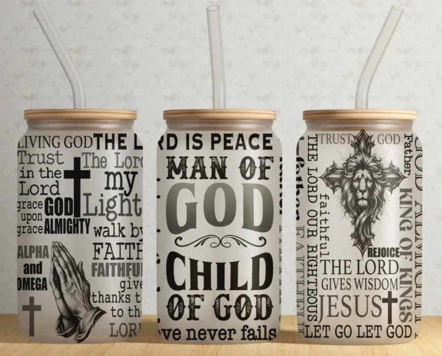 Man Of God 16 oz Glass Cup