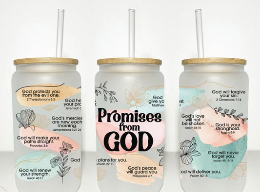 Promises of God 16oz glass cup