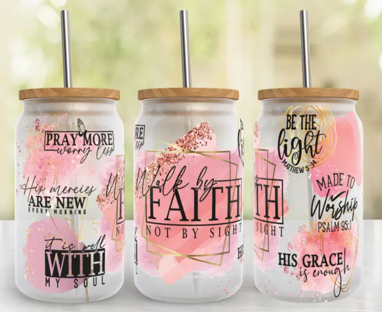 FAITH Affirmation 16oz Glass Cup